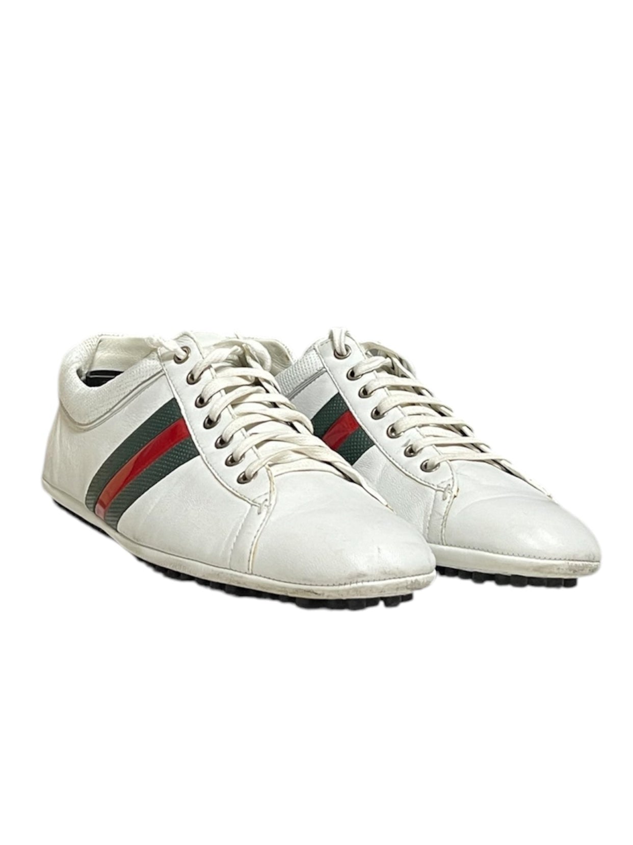 Leather Web Lace Up Sneakers